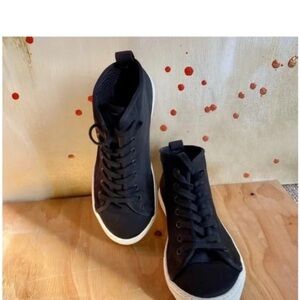 JAMES PERSE - Black Carbon Neoprene Mid-Top Italian sneakers scuba material 6